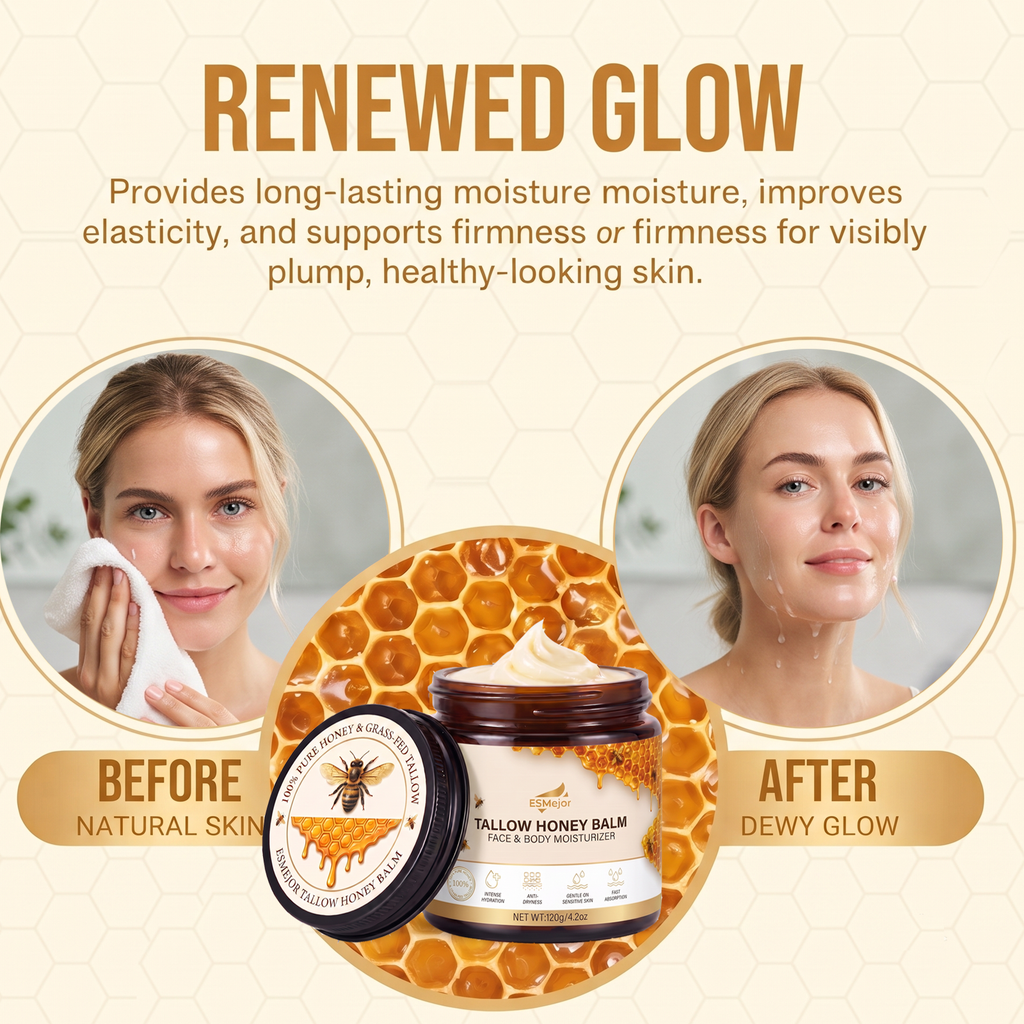 ESMejor 100% Pure Grass-Fed Tallow Honey Balm - Face & Body Moisturizer (120g / 4.2 oz)